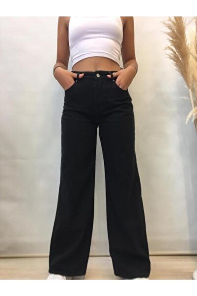 Ramrod Šarm crne široke super Visok struk farmerke - Sa likrom farmerke širok...