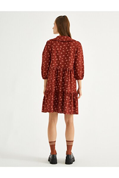 Koton Floral φόρεμα βολάν με λεπτομέρεια από βαμβάκι