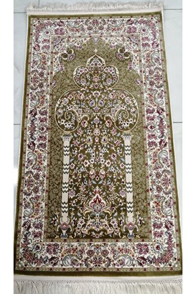 Kardesler Bambu Halı Seccade Yumuşak Yüzey Sık Dokuma 10074 Saçaklı Yeşil 70 X 120 Cm