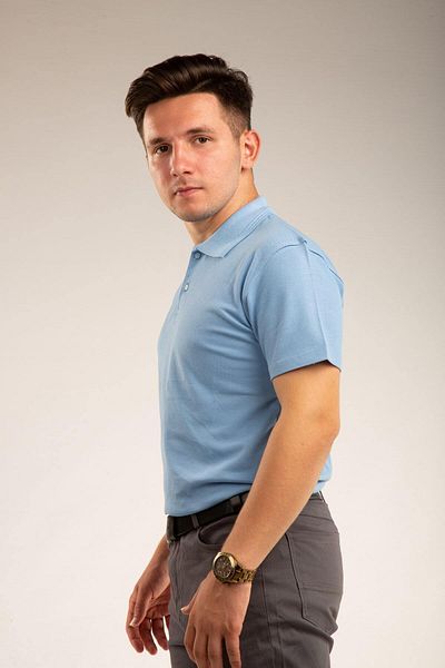 Dragora Tricou albastru cu mânecă scurtă pentru liceu pentru liceu Lakos cu gât polo
