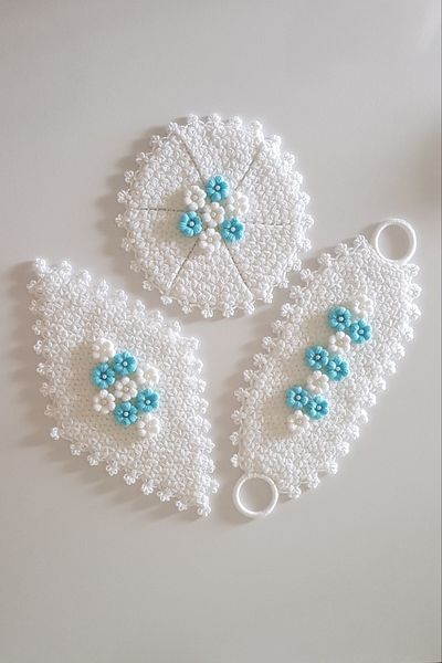 İnciShop Hand Knitted Bath Washcloth Dowry Cloth Set