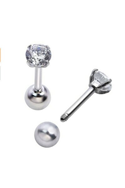 Jaida Moda Kadın 316l Cerrahi Çelik Tek Taşlı Tragus Helix 6mm Piercing