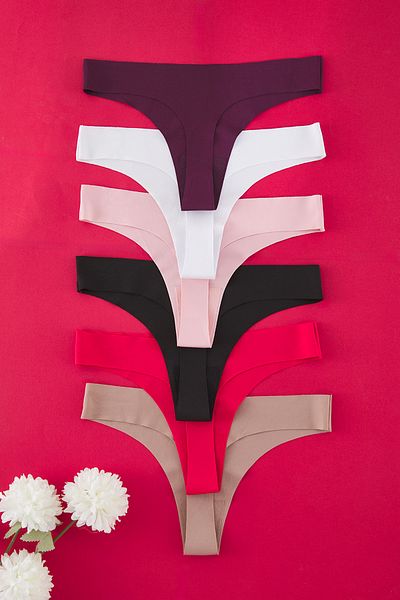 Trendyol Collection Mehrfarbiger 6-teiliger, lasergeschnittener Tanga-Strickhöschen, nahtlos, Ismantar