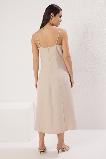 Trendyol Collection Stone Button Midi Woven Shirt Dress Twoss25El00286