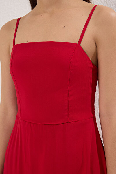 Trendyol Collection Piros Sima Egyenes Kivágás Gipeli Maxi Woven ruha TWOSS25EL00626
