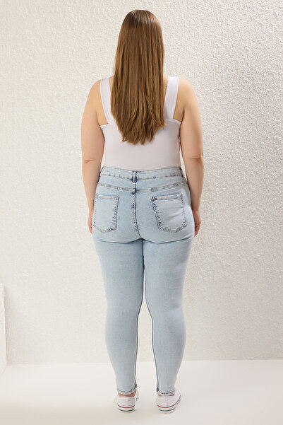 Trendyol Curve Сині джинси з високою талією, еластичні, великий розмір, облягаючі TBBSS22JE0189