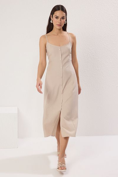 Trendyol Collection Φόρεμα με πέτρινο κουμπί μίντι υφαντό πουκάμισο TWOSS25EL00286