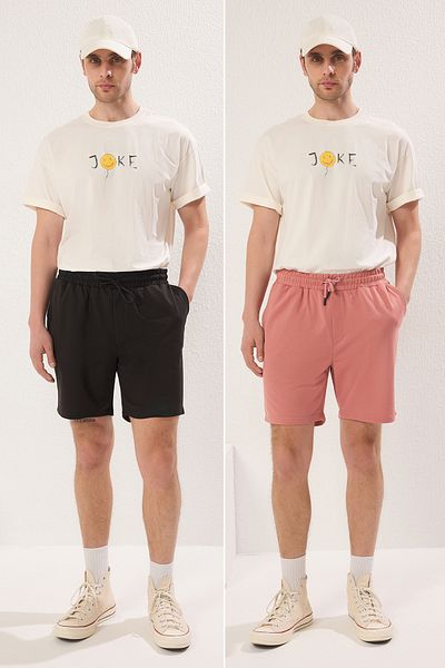Trendyol Collection Black and Dusty Rose Regular Fit Shorts 2 Pack - Tmnss21Sr0095