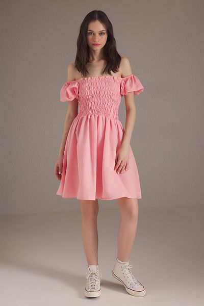 Trendyol Collection Ροζ ίσιο κοντό / μίνι υφαντό φόρεμα TWOSS25EL00670