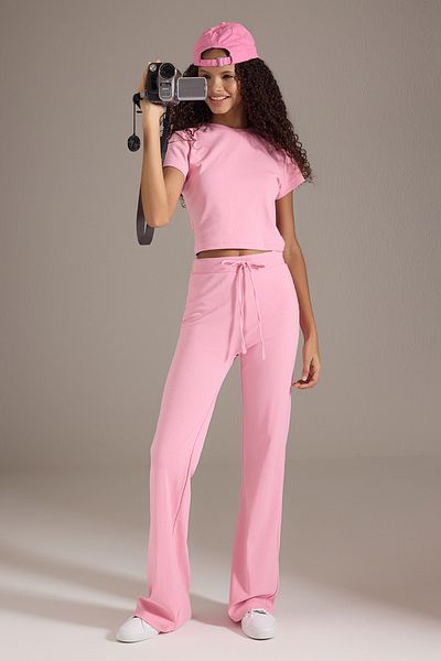 Trendyol Collection Pink Fitted/Fitted Stretchy Knitted Bottom-Top Set Twoss25Au00053