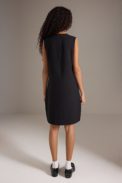 Trendyol Collection Black A-Line Neck Detail Mini Woven Dress Twoss25El00627