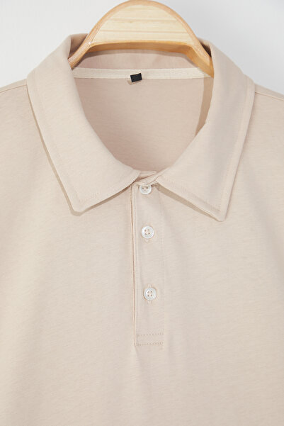 Trendyol Collection Stone Plus Size Regular/Normal Cut 100% Cotton Single Jersey Polo Neck T-Shirt Tmnss25Bp00005