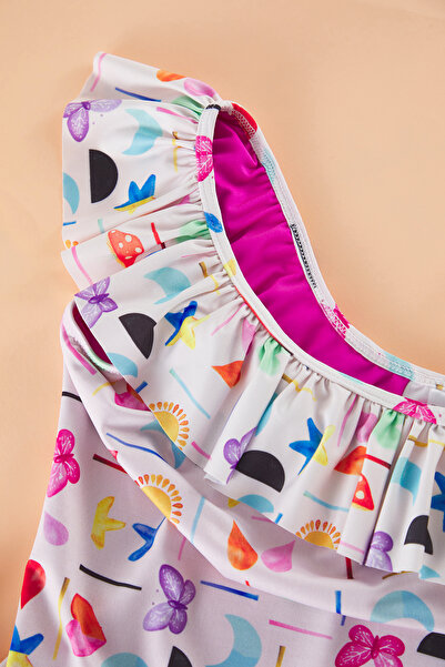 TRENDYOLKIDS Multi-Colored Ruffled Strappy Girl's Swimsuit Tkdss25Ma00000