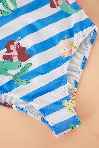 TRENDYOLKIDS Ecru Meerjungfrau bedruckter Mädchen-Badeanzug TKDSS25MA00002
