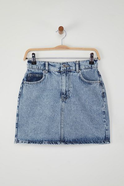Trendyol Collection Mini fustă albastră din denim cu talie elastică mai stabilă TWOSS25ET00134