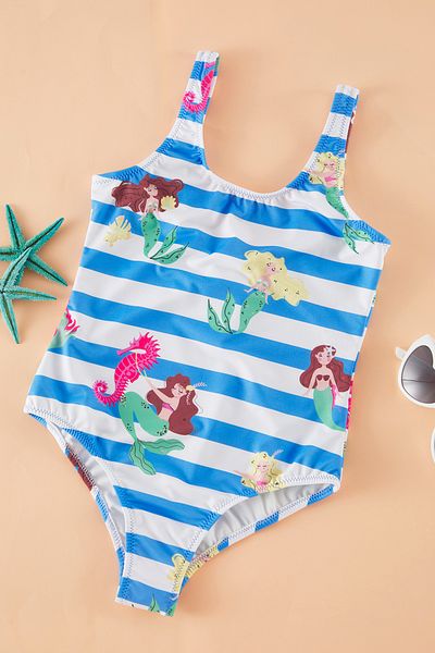 TRENDYOLKIDS Ecru Meerjungfrau bedruckter Mädchen-Badeanzug TKDSS25MA00002