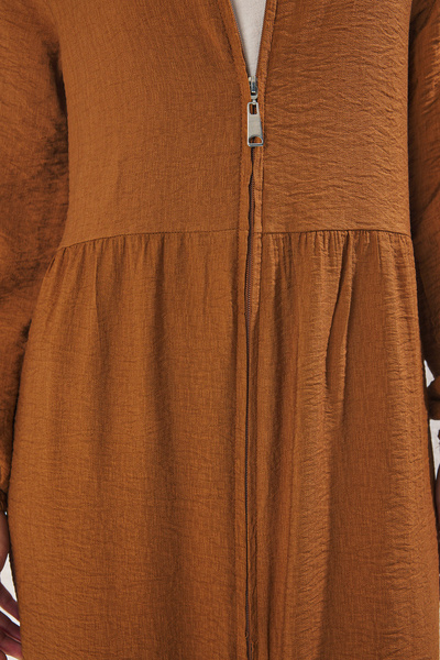 Trendyol Modest Brown Zippered Woven Dress Cap & Ferace Tctss25Kf00006