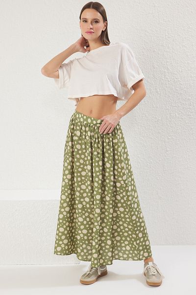 Trendyol Collection Gemusterter A-Linien-/Bell-Maxirock mit gewebtem Boden
