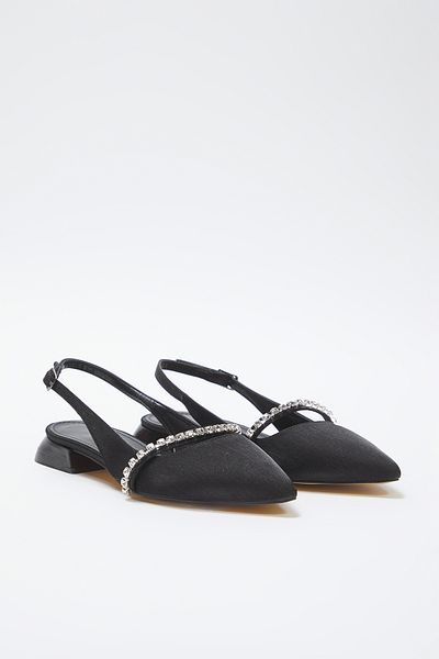 TRENDYOL SHOES Schwarze Ballerinas mit Steindetail – TAKSS25BE00030