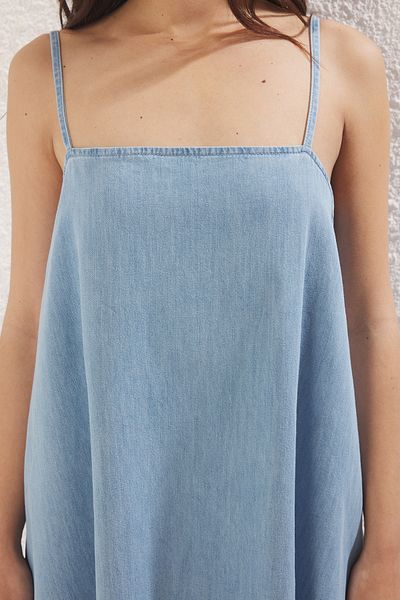 Trendyol Collection Rochie maxi denim oversize albastru deschis Twooss25el00595