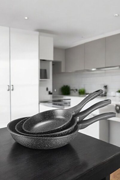 Comprox Granite Cast Pan Set 3 Pieces - 20Cm-24Cm-28Cm - Non-Stick Base Pfoa-Free