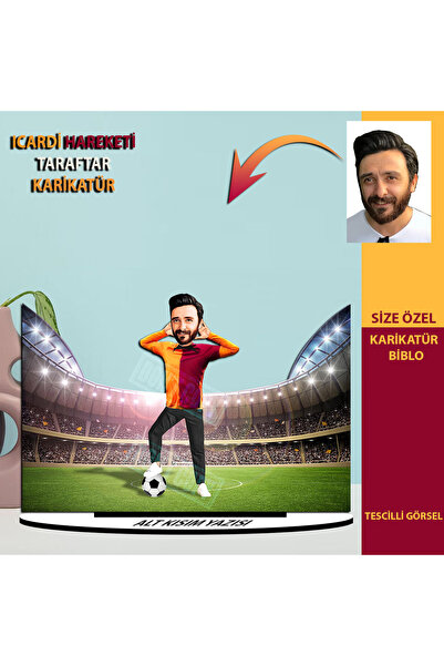 MK Sanart Kişiye Özel Erkek Taraftar Tasarım Karikatür Ahşap Biblo, Erkek Tar...