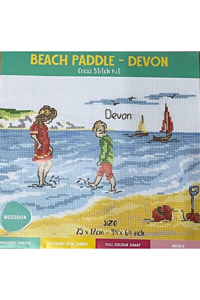 BALIM ÖRGÜ EVİ Balım Örgü Evi Kasnaksız Kanaviçe Kiti Sahilde Çocuklar (25x17cm)