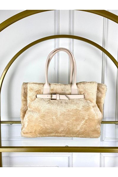 modvina Geantă de pluș premium cu textura moale cremă – Completează-ți stilul
