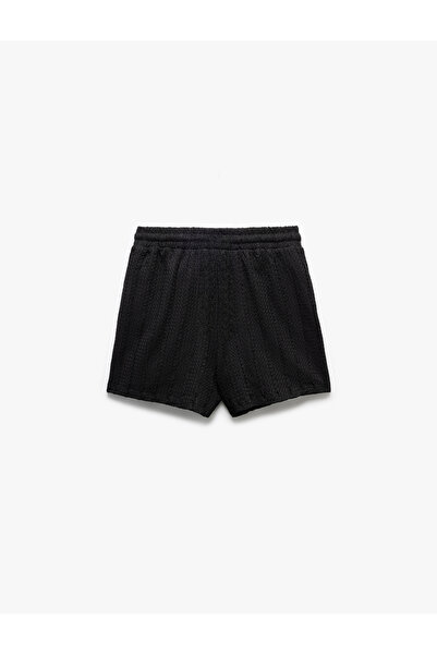Koton Beli Lastikli Bağcıklı Dokulu Mini Şort
