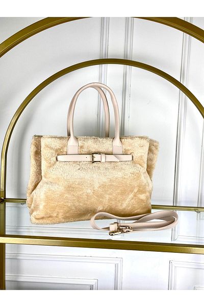 modvina Geantă de pluș premium cu textura moale cremă – Completează-ți stilul