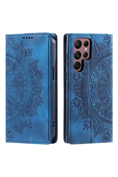 Choice4 Samsung S25 Plus Blue Magnetic Flip Leather Case For Samsung Galaxy S25 S24 Ultra S23 FE S22 S21 S20