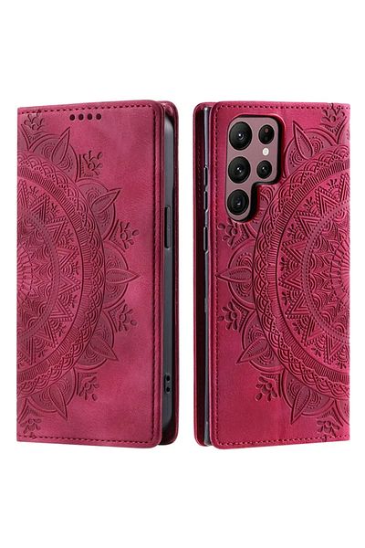 Choice7 Samsung S24 FE Red Magnetic Flip Leather Case For Samsung Galaxy S25 S24 Ultra S23 FE S22 S21 S20 S1