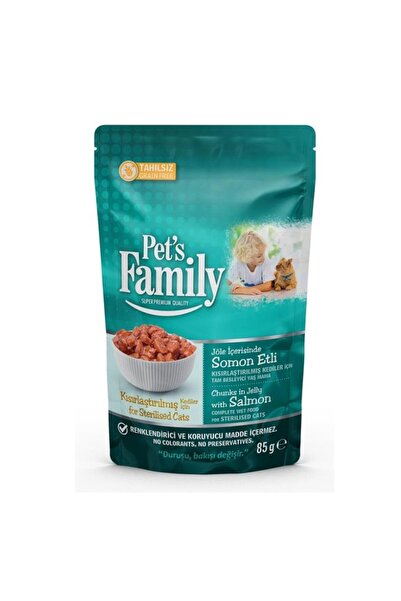 Pets Family Pouch Kısırlaştırılmış Kediler Için Somon Etli Jöle Yaş Mama 85gr