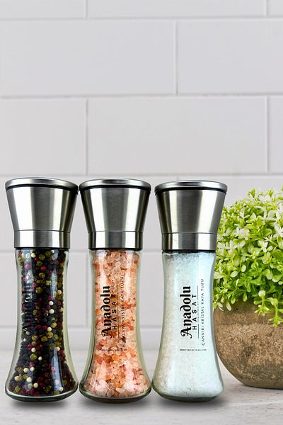 ANADOLU HASAT 3 Grains Metal Non-Attribute Black Pepper Glass Mill Avec 235Gr Ceramic