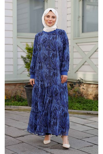 Pamuk Butik Γυναικείο φόρεμα σιφόν με μοτίβο σάλι Hijab