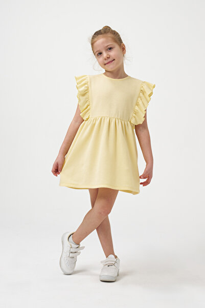 Minipodyum Fırfırlı Kız Çocuk Yazlık Waffle Elbise