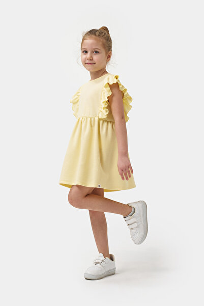 Minipodyum Fırfırlı Kız Çocuk Yazlık Waffle Elbise