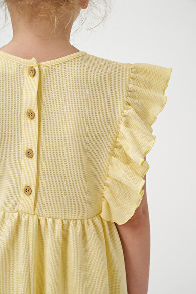 Minipodyum Fırfırlı Kız Çocuk Yazlık Waffle Elbise