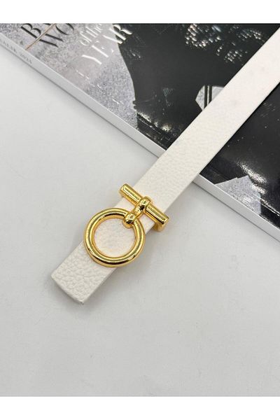 MODAM HİFA Oval Gold Buckle Women's Belt Trouser Belt Dress Belt Shirt Belt Coat Belt