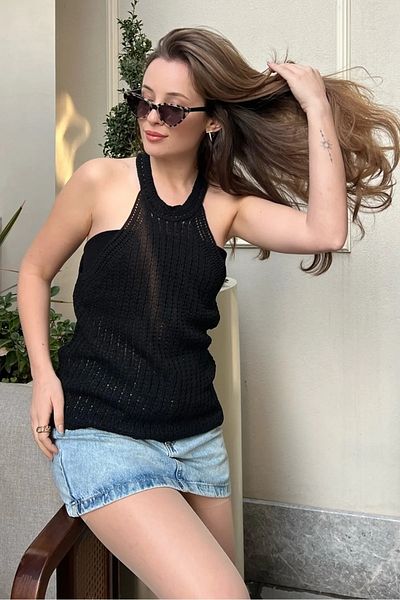 Bianco Lucci Γυναικεία μπλούζα πλεκτή με λαιμόκοψη με λαιμόκοψη 60261508