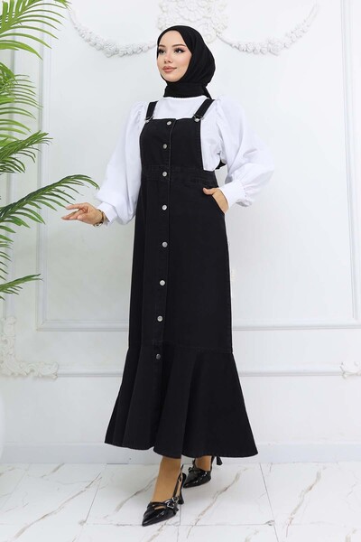 benguen Μαύρο τζιν φόρεμα Salopet Νούμερο 563