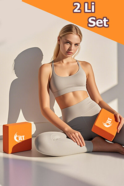 Jet Eva Yoga Block Set 2 Pieces Yoga Foam Posture and Balance Exercise Block Orange 2-Piece Set