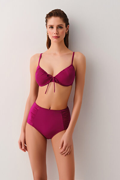 SUWEN Yüksek Bel Pileli Bikini Alt