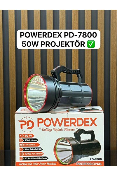 powerdex Pd-7800 5000 Lümen 50w Yağmur Suyu Geçirmez 30 Saat Çalışma Süreli