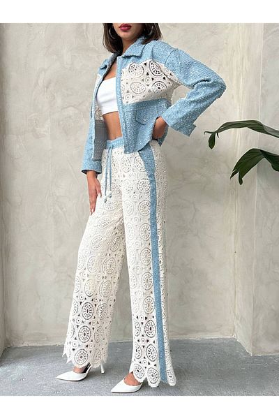 MiMi Polka Dot Denim Detailed Trousers