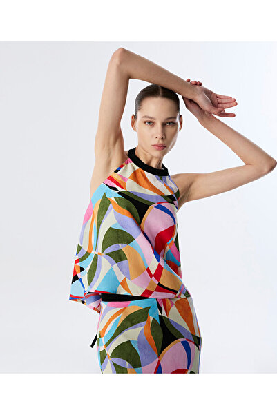 Twist Desenli Halter Yaka Bluz