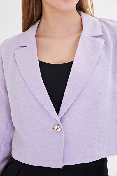 armonika Dámská fialová jednotlačítková bunda Crop Jacket Arm-23y001064