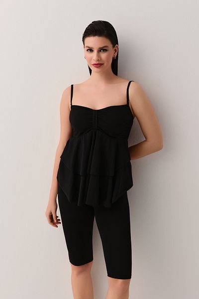 SUWEN Flounced Strapless Tankini Top Set