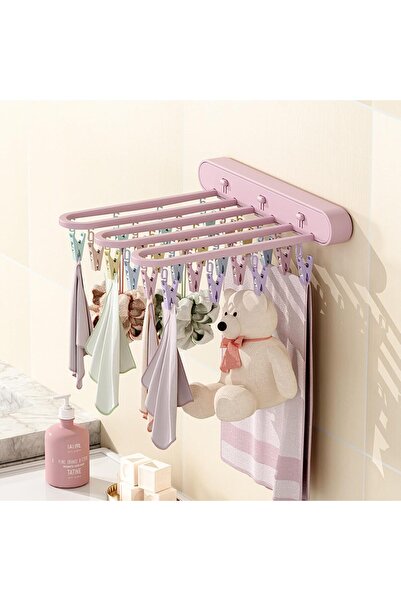 Arabest Wall Mounted Clothes Hanger Rack, Socks Gloves Towels Drying Rack, Co...