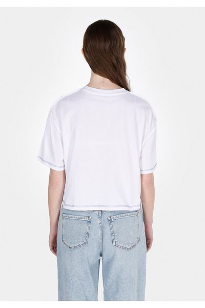 Colin's Comfort Fit Round Neck Printed Women's White Short Sleeve T-Shirt